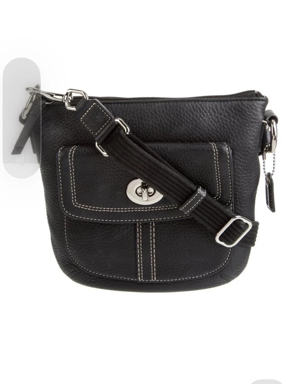 Coach Black Pebbled Leather Turn-Lock Crossbody